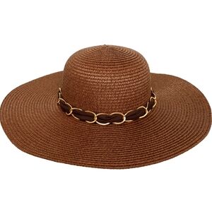 Floppy Wide Brim Oversized Straw Hat Woven Bow Knot Chain Band Summer Sun Beach